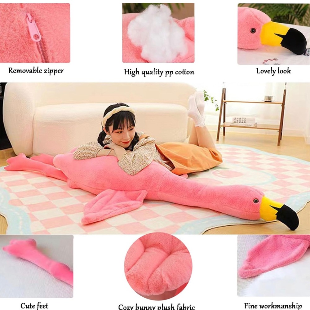 51" Pink Flamingo Plush Pillow